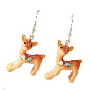 Adorable Deer Figurine Earrings Kawaii New